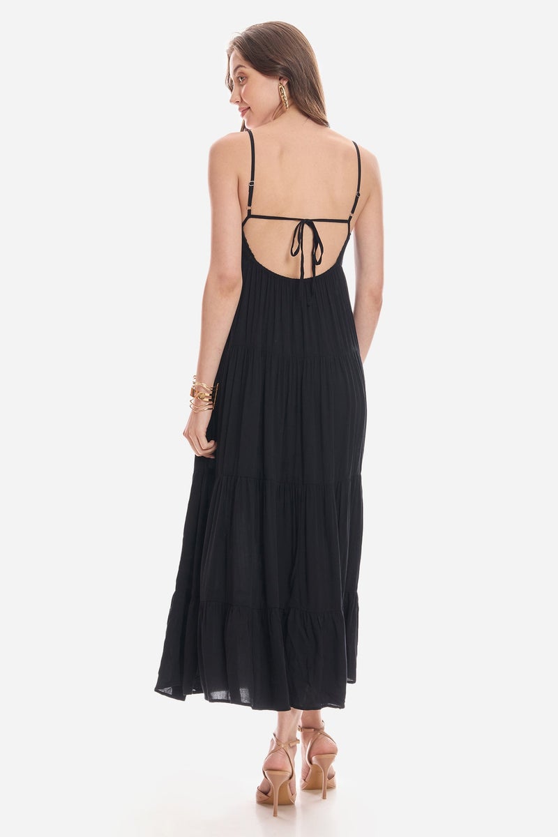 Virgio Solid Viscose Lace Detail Maxi Dress for Women - Image 5