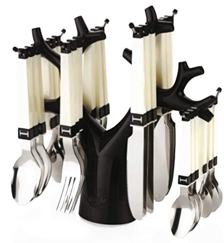 Denique Stainless Steel Fork Table Spoon Tree Cutlery Set, 24-Pieces Spoons Sets with Spoon Stand Holder for Dining Table (Black Tree) - Image 1