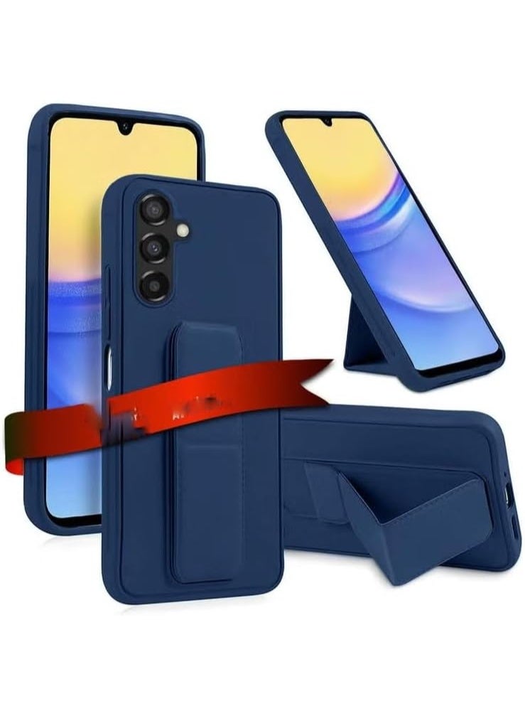 Muzz Samsung Galaxy M16 / F16 Back Stand Case Magnetic Car Holder Soft Silicone Horizontal & Vertical Kickstand Cover Wrist Strap Full protection Anti Fingerprint Case Samsung M16 5G / F16 5G (Blue) - Image 1