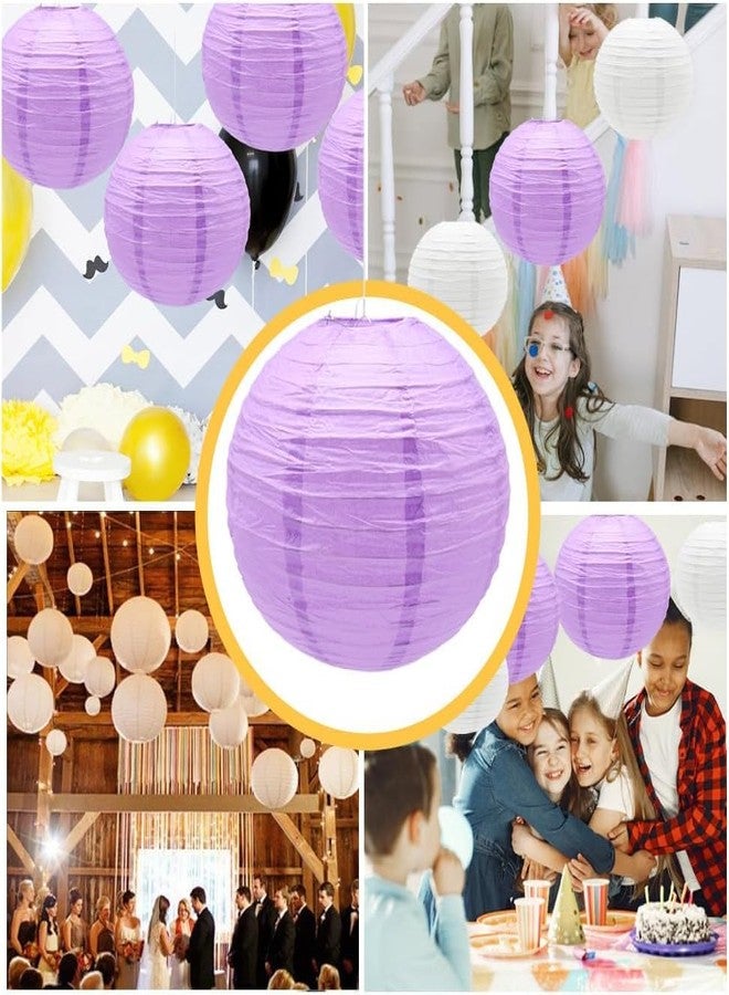 The Decor Affair مجموعة من 6 فوانيس ورقية معلقة - مصابيح ورقية دائرية قابلة للطي لتزيين الحفلات، وخلفيات حفلات الزفاف، ومناسبات عيد الميلاد، وتزيين المنزل (أرجواني، 8 بوصة) - Image 5