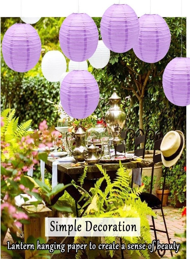 The Decor Affair مجموعة من 6 فوانيس ورقية معلقة - مصابيح ورقية دائرية قابلة للطي لتزيين الحفلات، وخلفيات حفلات الزفاف، ومناسبات عيد الميلاد، وتزيين المنزل (أرجواني، 8 بوصة) - Image 4