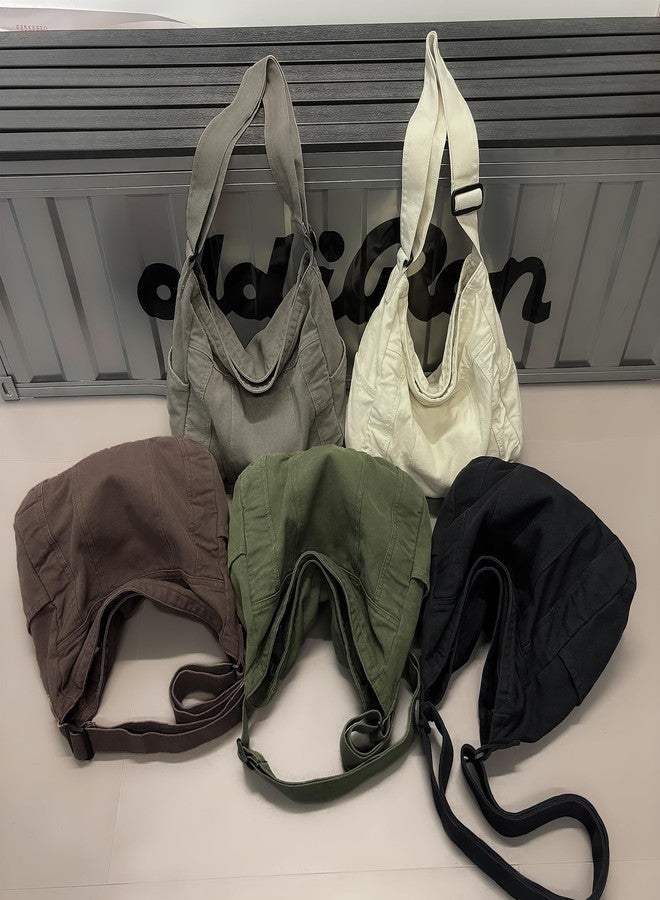 Youjaree Canvas Messenger Tote Bag Large Hobo Crossbody Handbag Casual Shoulder Bag for Women and Men (Coffee) - Image 3