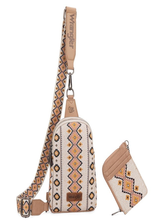 Wrangler Crossbody Bag with Card Wallet Aztec Sling Bag Purse Set WG2205-210WTN - Image 1