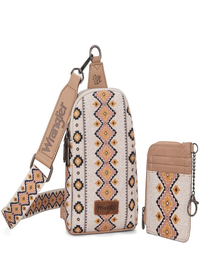 Wrangler Crossbody Bag with Card Wallet Aztec Sling Bag Purse Set WG2205-210WTN - Image 4