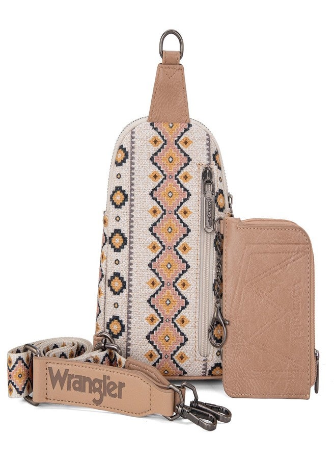 Wrangler Crossbody Bag with Card Wallet Aztec Sling Bag Purse Set WG2205-210WTN - Image 5