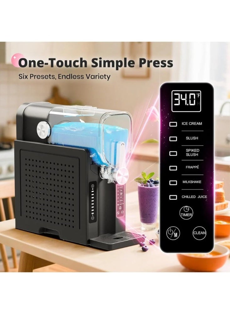 دينكس ماكينة صنع السلاش متعددة الوظائف 200 واط، ميلك شيك/آيس كريم/فرابيه، سعة 2.6 لتر، تجميد سريع لمدة 25 دقيقة، لوحة تحكم سهلة الاستخدام، خلط فعال، مشروبات مجمدة فورية - أسود - Image 2