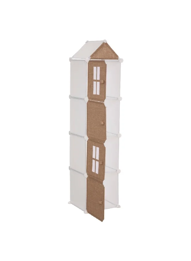 atmosphera 4-Compartment Jute and Iron Kids Storage Column Brown and White 140 x 34 x 32 cm 188277