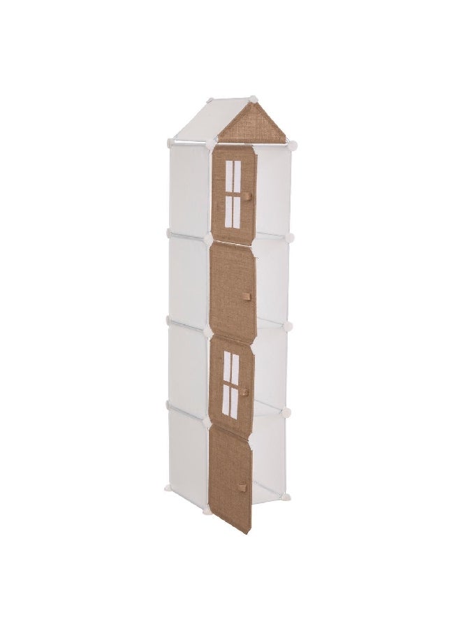 atmosphera 4-Compartment Jute and Iron Kids Storage Column Brown and White 140 x 34 x 32 cm 188277  - Image 2