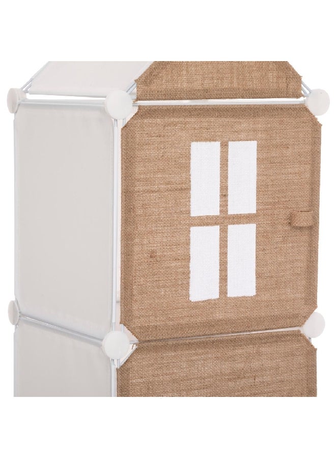 atmosphera 4-Compartment Jute and Iron Kids Storage Column Brown and White 140 x 34 x 32 cm 188277  - Image 3