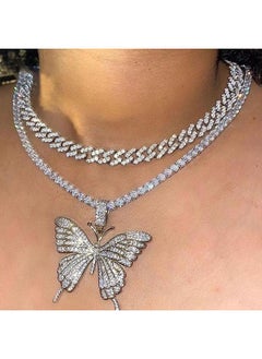 yongsheng Big Butterfly Pendant  Necklace Rhinestone Chain for Women Girl Bling Gold Silver Crystal Layered Choker Necklaces Accessory  - Image 2