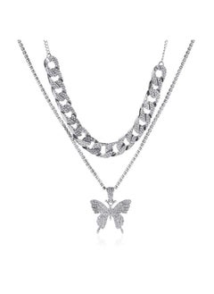 yongsheng Big Butterfly Pendant  Necklace Rhinestone Chain for Women Girl Bling Gold Silver Crystal Layered Choker Necklaces Accessory  - Image 1