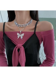 yongsheng Big Butterfly Pendant  Necklace Rhinestone Chain for Women Girl Bling Gold Silver Crystal Layered Choker Necklaces Accessory  - Image 4
