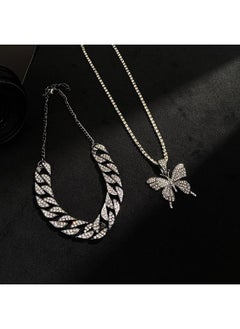 yongsheng Big Butterfly Pendant  Necklace Rhinestone Chain for Women Girl Bling Gold Silver Crystal Layered Choker Necklaces Accessory  - Image 3