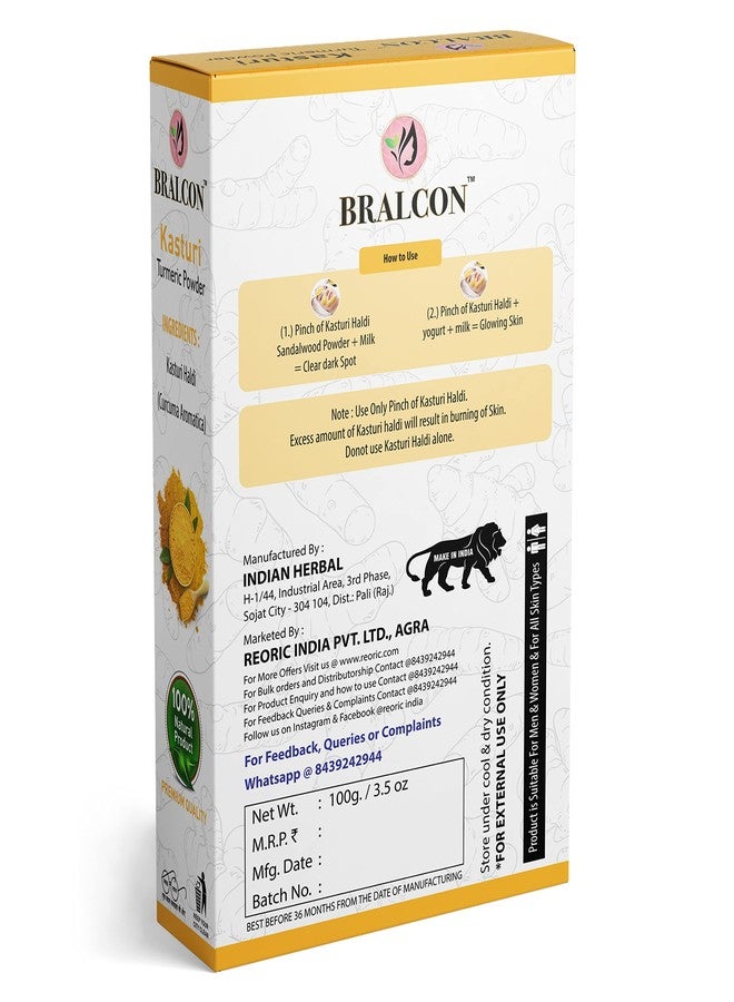 BRALCON Organic Rose Petals, Orange, Kasturi Haldi Powder Combo - 300g(100g x 3 Pack)| Rose Petal Powder, Orange Peel Powder, Kasturi Turmeric Powder for Face Beauty, Brightening & Glowing Skin - Image 3