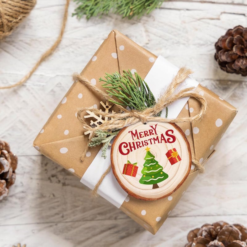 Max Fun Natural Wood Slices 30PCS 3.1-3.5'' Crafts DIY Wooden Christmas Ornaments Unfinished Predrilled Round Wood Circles for Arts and Crafts Centerpieces Holiday Hanging Decorations - Image 5