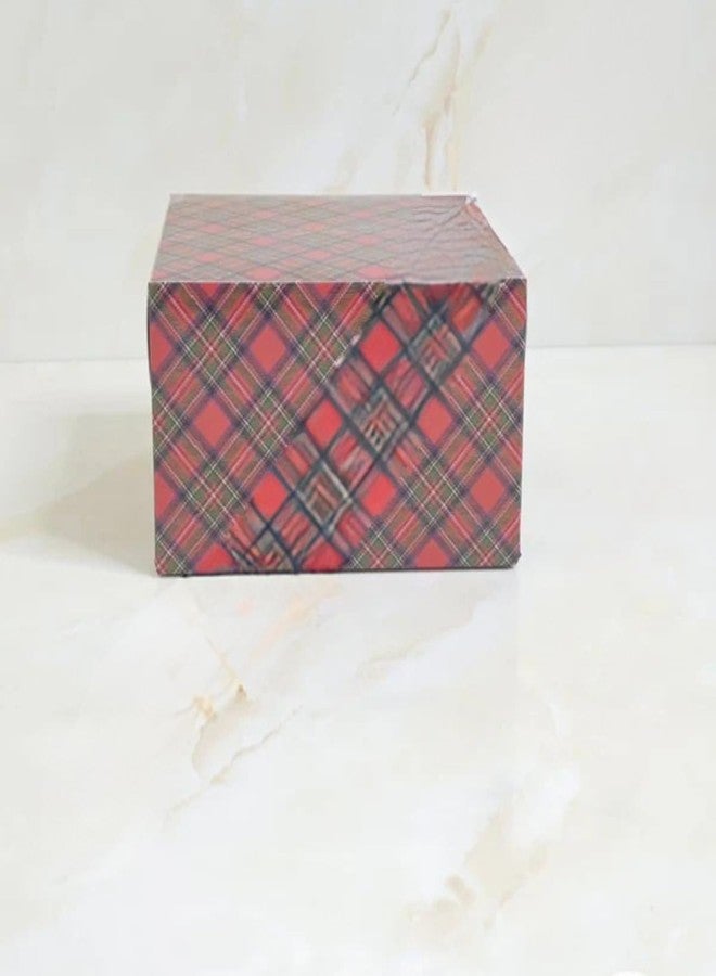 CAKE DECOR Red & Blue Checks Christmas Design Pastry Box - 5x5x3(Pack of 10 Pcs) - Image 2