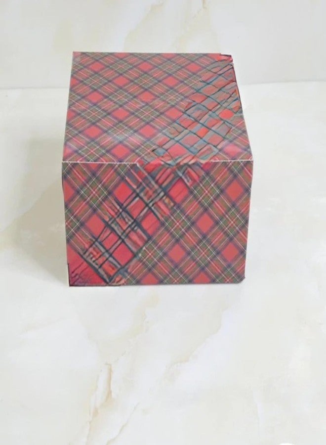 CAKE DECOR Red & Blue Checks Christmas Design Pastry Box - 5x5x3(Pack of 10 Pcs) - Image 3