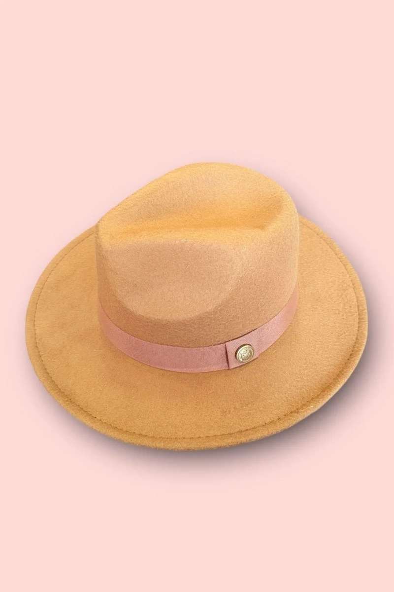 Bahels Imported Camel Fedora Hat Hard Cowboy Panama Hat - Adjustable