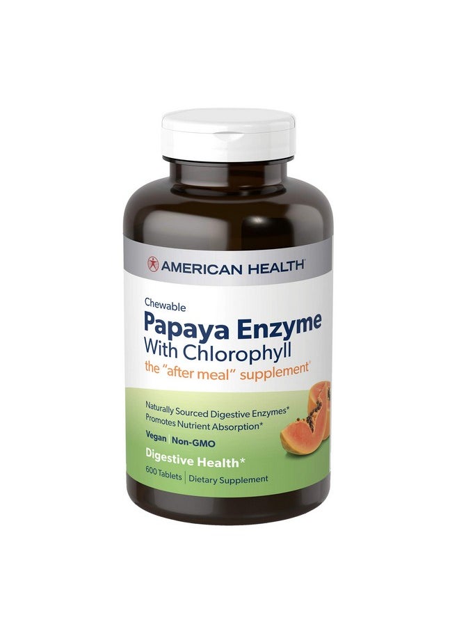 American Health - Papaya Enzyme With Chlorophyll Chewable Tablets 600 Count (200 Total Servings) - Image 1