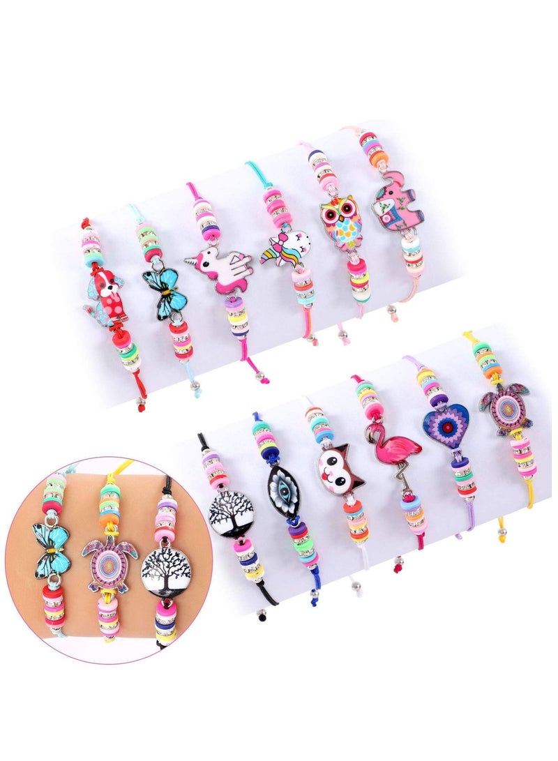 KASTWAVE Kids Girls Bracelets, 12 Pcs Unicorn Friendship Bracelets Animal Woven Adjustable Handmade Braided Bracelets for Kids Birthday Party Favors - Image 1