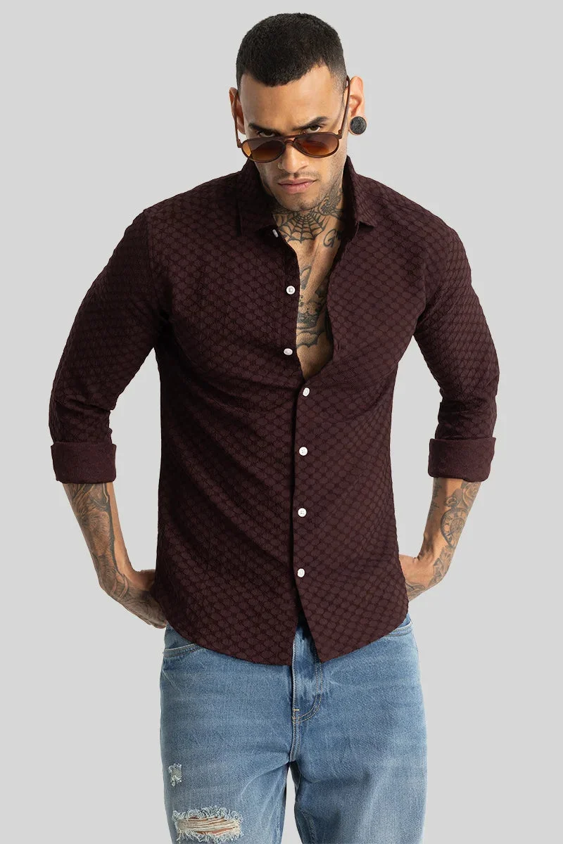 SNITCH Dark Brown Textured Stretch Shirt