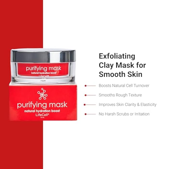 LifeCell Purifying Clay Mask – Deep Cleansing Facial Mask with Argan Oil, Green Tea, and Licorice Root – Exfoliates, Tightens Pores & Revitalizes Skin – 75ml - Image 3