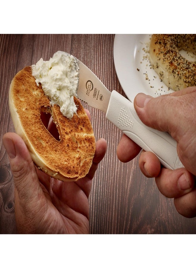 Mercer Cutlery Mercer Culinary 3 1/2" Spreader - Wavy Edge - White Handle - Image 3