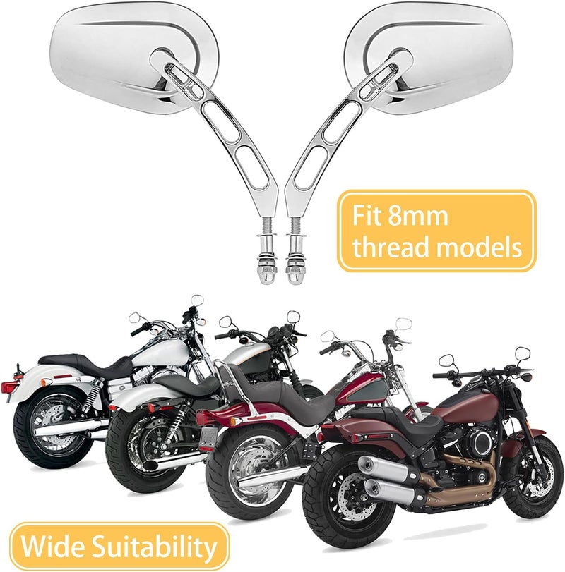 Mofun Hollow Chrome Rear View Mirror for Harley Sportster Dyna Softail Touring - Image 2