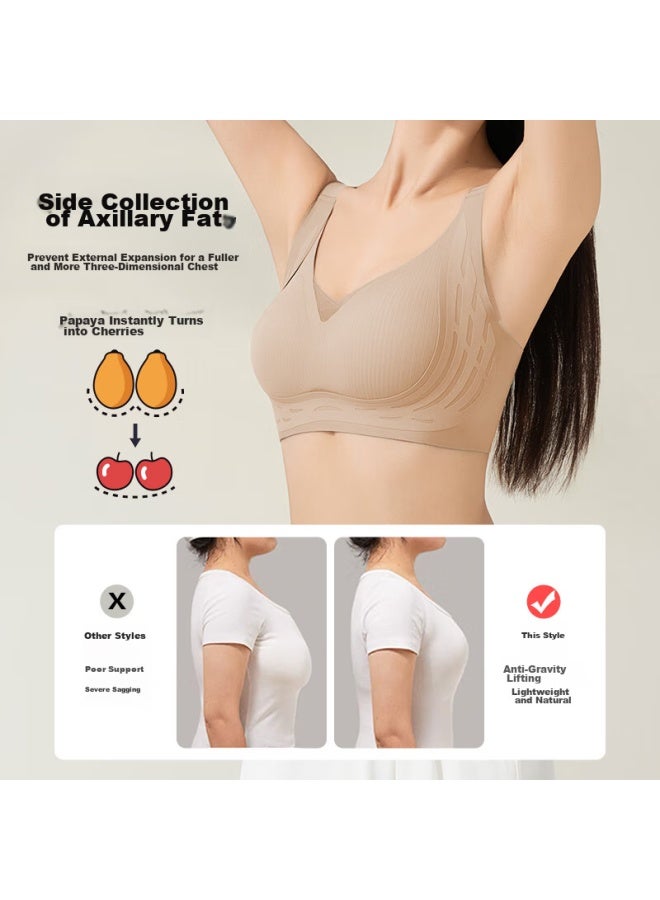 MIIOW Miiow Soft Support Bra For Women, Lift And Push-up, Anti-sagging, Seamless, Wireless, Sexy, Small Breast, Push-up Brassiere, Coffee Color, Size M - Image 3