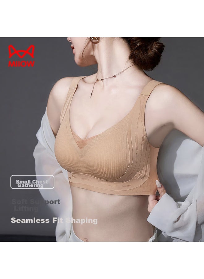 MIIOW Miiow Soft Support Bra For Women, Lift And Push-up, Anti-sagging, Seamless, Wireless, Sexy, Small Breast, Push-up Brassiere, Coffee Color, Size M - Image 2