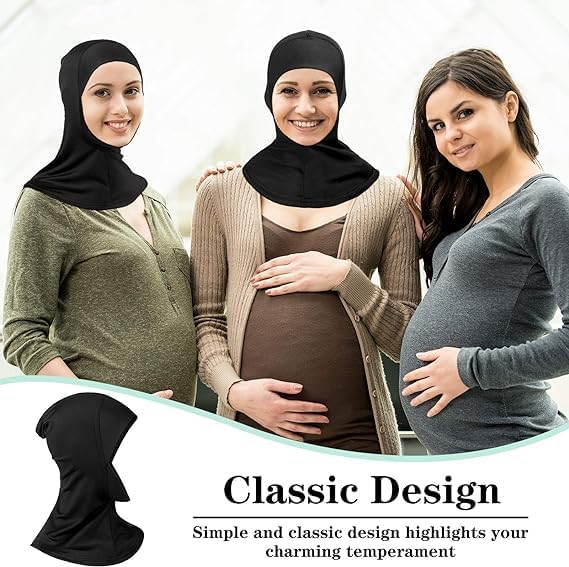 PAROPKAR Modal Hijab Cap Adjustable Stretchy Turban Shawl Undercap Full Neck Coverage Neck Cover Headgear Scarf for Women Girl (Black) - Image 4