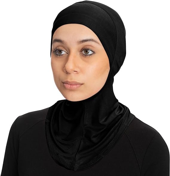 PAROPKAR Modal Hijab Cap Adjustable Stretchy Turban Shawl Undercap Full Neck Coverage Neck Cover Headgear Scarf for Women Girl (Black) - Image 2