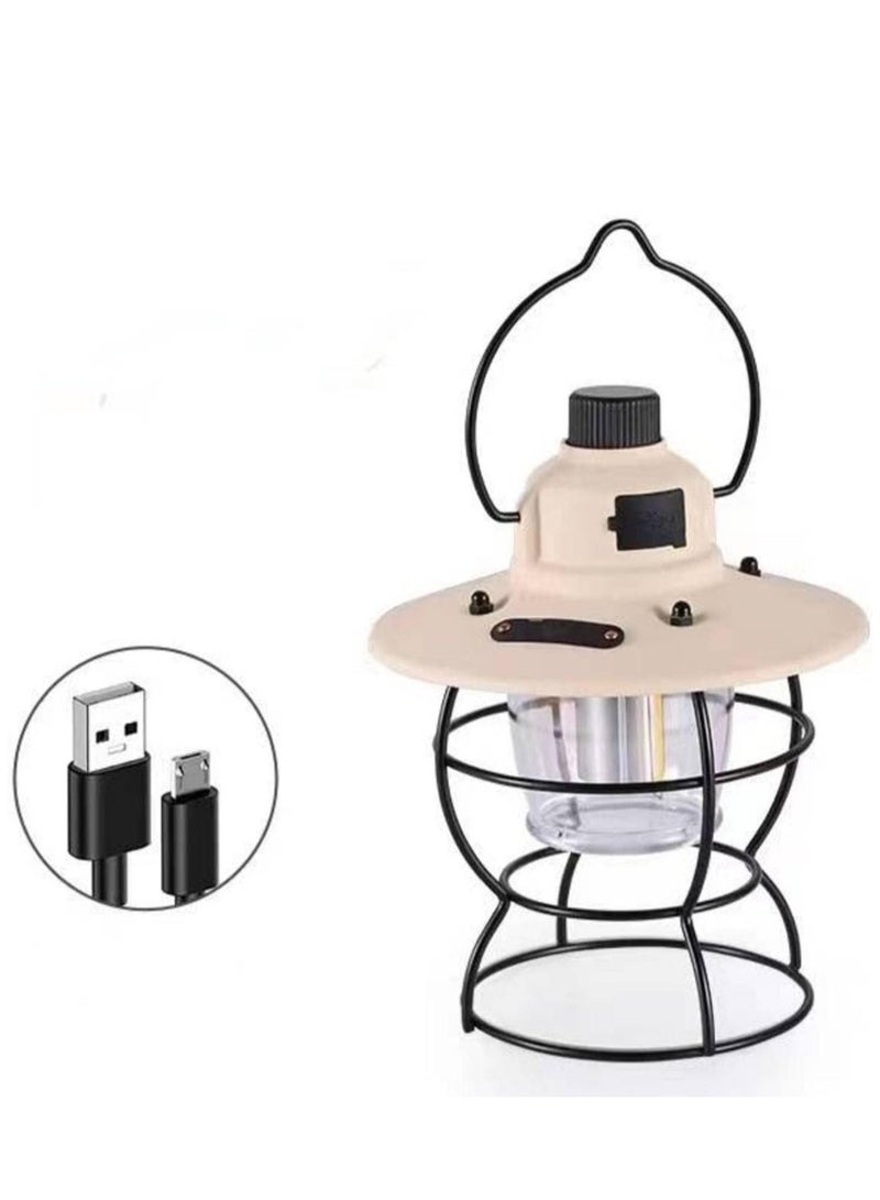 Vintage Rechargeable Camping Lantern: Retro Design, Multi-Mode Illumination, Portable for Indoor and Outdoor Adventures - Image 1