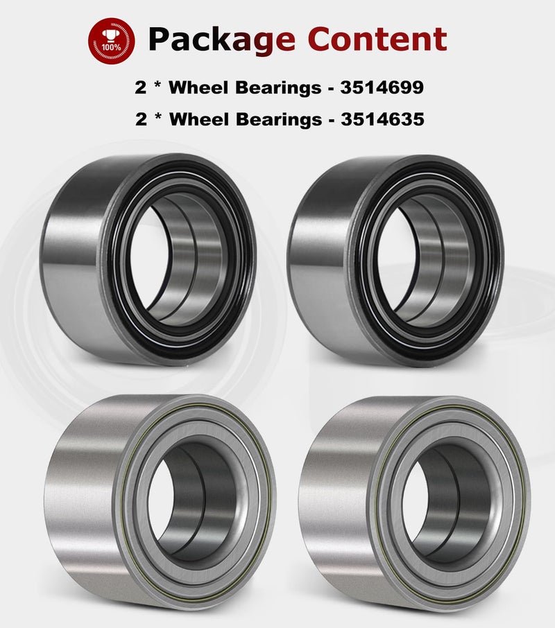 Camoo for Polaris Ranger 900 1000 XP Wheel Bearings 2013-2019 Front and Rear (4) Crew Replace 3514635, 3514699 - Image 3
