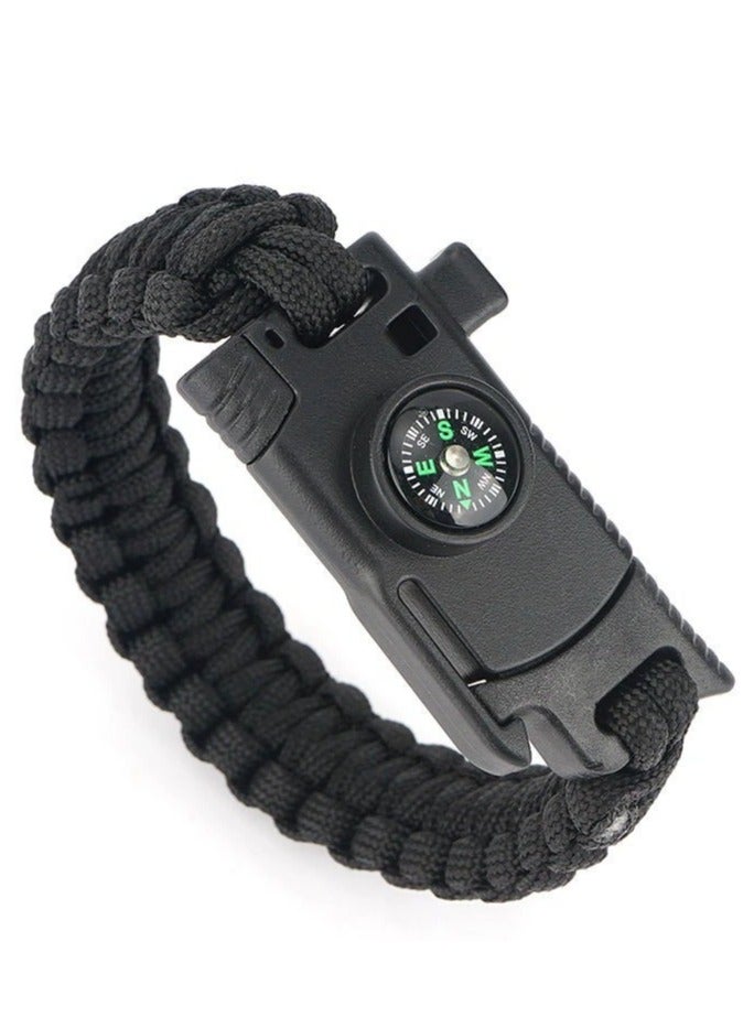 Generic 5 in 1 Outdoor Paracord Bracelet - Whistle Hiking Compass  Camping Fire Starter Kit Tactical Bracelet - Image 1