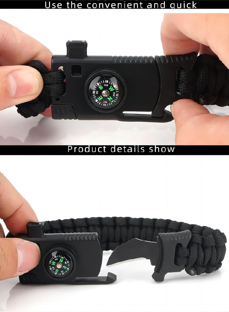 Generic 5 in 1 Outdoor Paracord Bracelet - Whistle Hiking Compass  Camping Fire Starter Kit Tactical Bracelet - Image 2