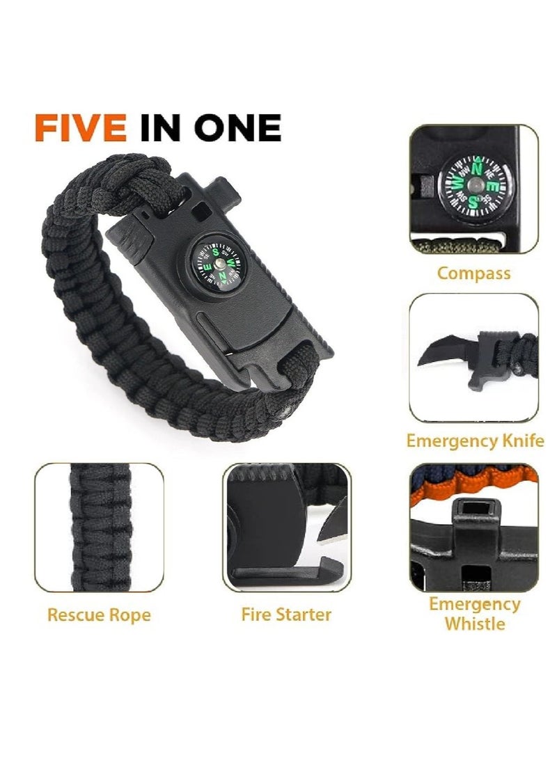 Generic 5 in 1 Outdoor Paracord Bracelet - Whistle Hiking Compass  Camping Fire Starter Kit Tactical Bracelet - Image 4