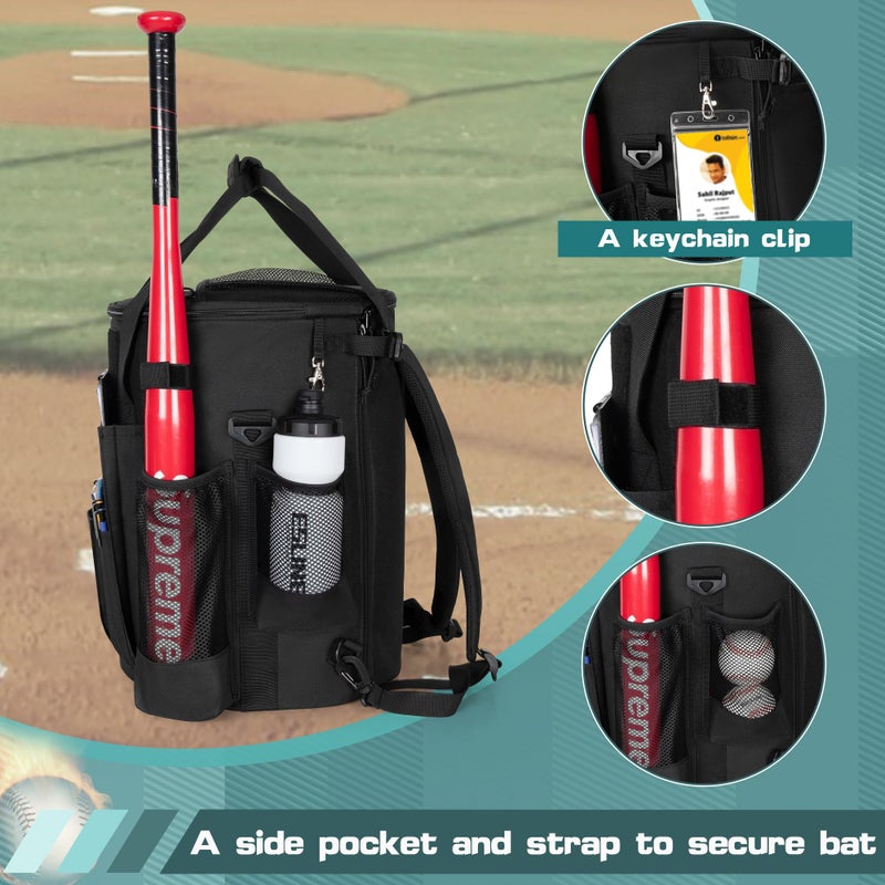 Smasrob Baseball Coaches Bag Fits 6 Gallon Ball Bucket, Baseball Bucket Bag with Backpack and Shoulder Straps, Black - Image 4