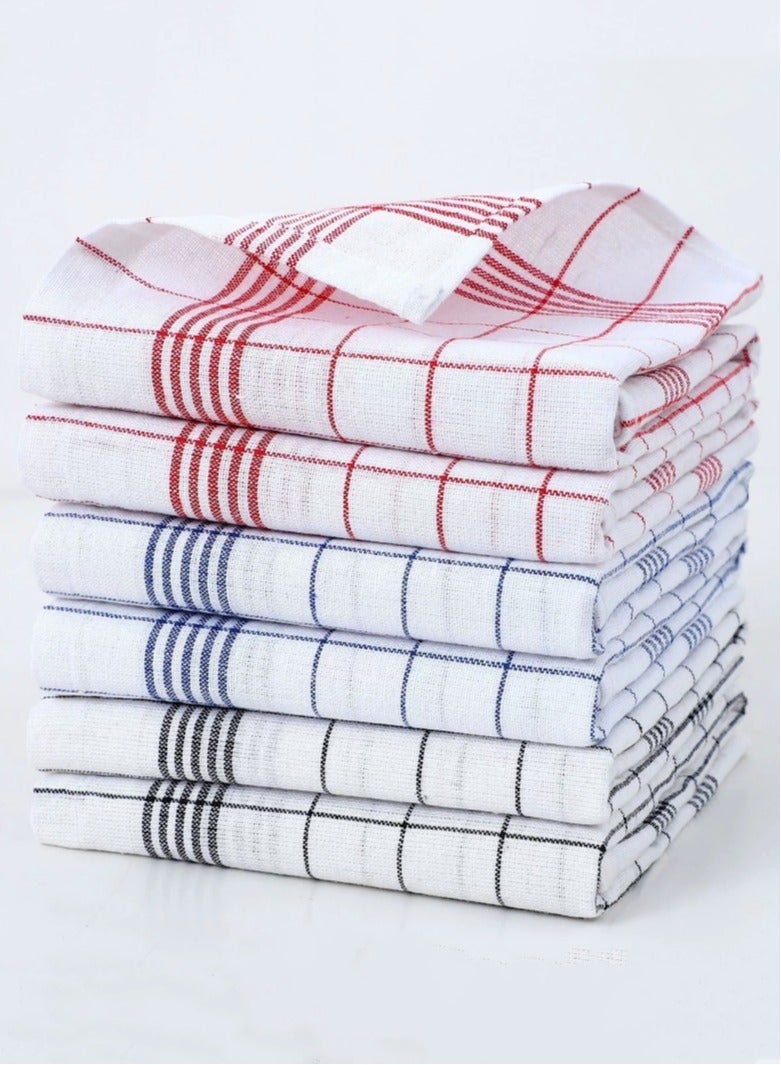 SAHHAHOME 6 Pcs Dish Towels 100% Cotton, Kitchen Tea Towels 3 Colors, Reusable Dish Cloths, Striped and Plaid Kitchen Towels for Kitchen, Bar and Dining,45*62cm - Image 1