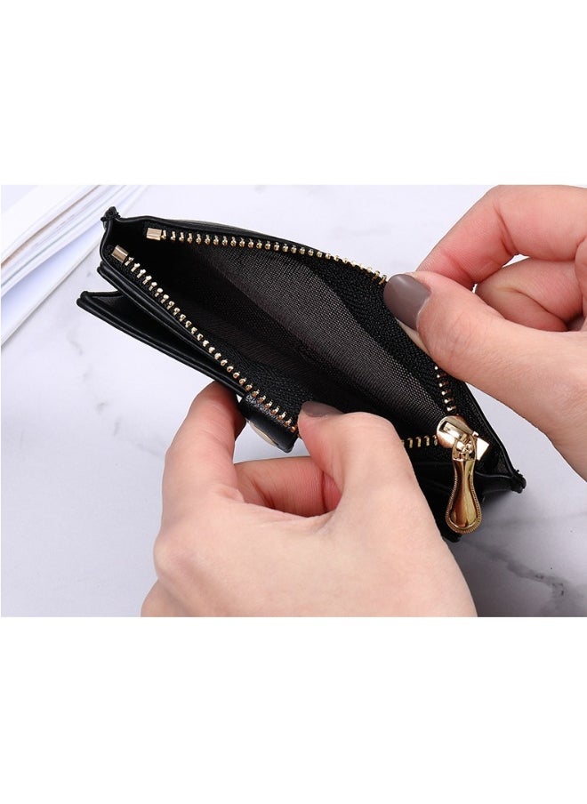 Generic - Fashion Ultra-thin Wallet Women's Short Zipper Simple Multi-card Frosted Solid Color Multi-function Portable Change Clip - Image 1