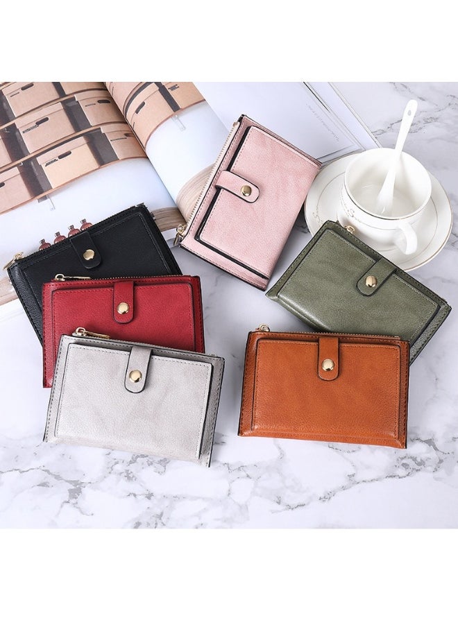 Generic - Fashion Ultra-thin Wallet Women's Short Zipper Simple Multi-card Frosted Solid Color Multi-function Portable Change Clip - Image 1
