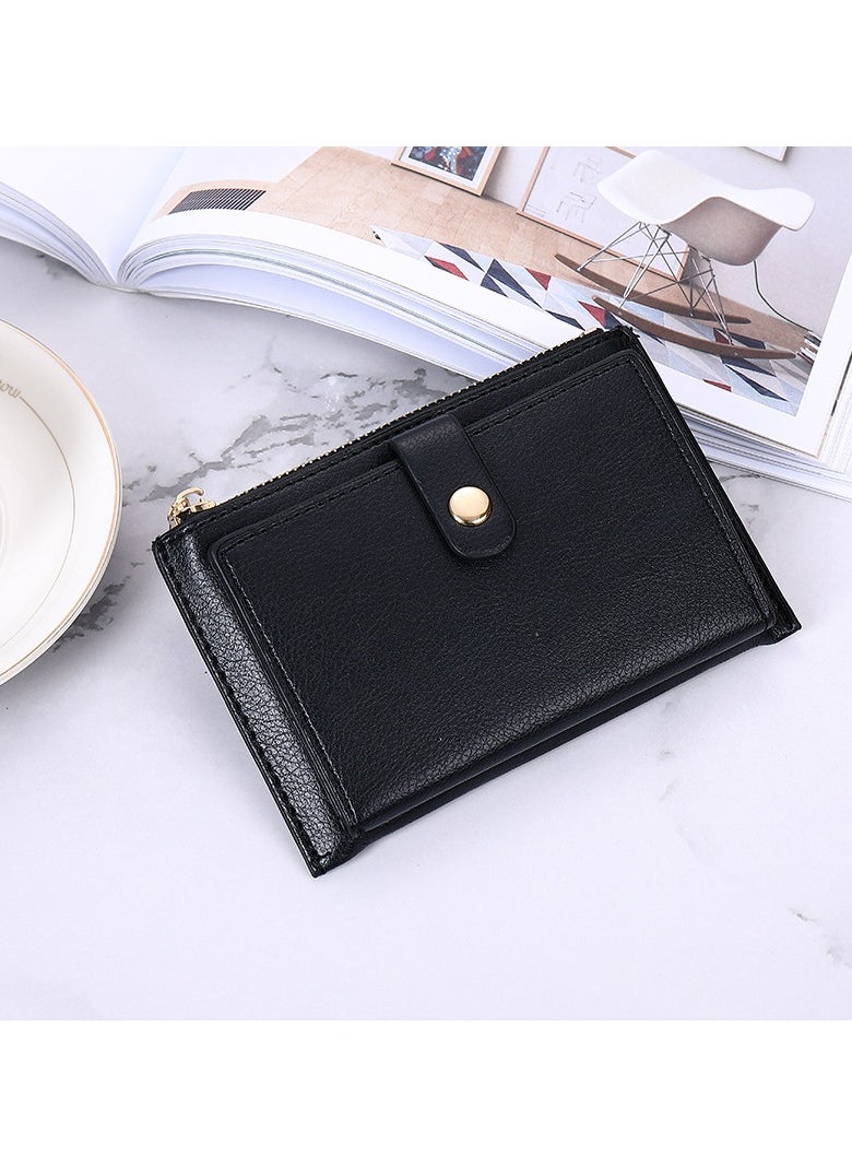 Generic - Fashion Ultra-thin Wallet Women's Short Zipper Simple Multi-card Frosted Solid Color Multi-function Portable Change Clip - Image 1