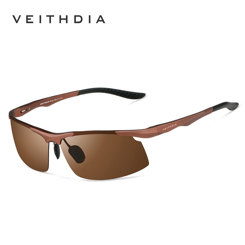 Generic Mens aluminum magnesium sports half frame spring leg sunglasses new spot sunglasses polarized fishing driving mirror 6535 No LOGO black frame gray 