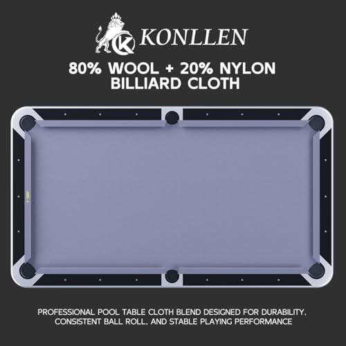 KONLLEN 9ft Pool Table Felt, 80/20 Wool Nylon Blend Billiard Table Cloth with Pre-Cut Strips, Professional Replacement Felt for Home & League Play - Image 3