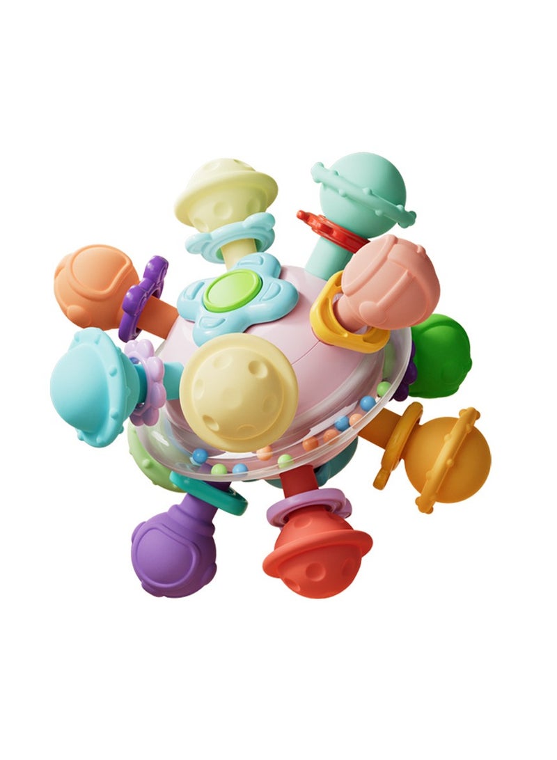 3-in-1 Baby Rattle/hand grab ball/teether,Baby Teething Toy,Rattles Toddlers Silicone Teether, Infants Montessori Sensory Toys,100% Bpa-Free Teether baby chewing toys for Boys and Girls, Babies  Gif - Image 5