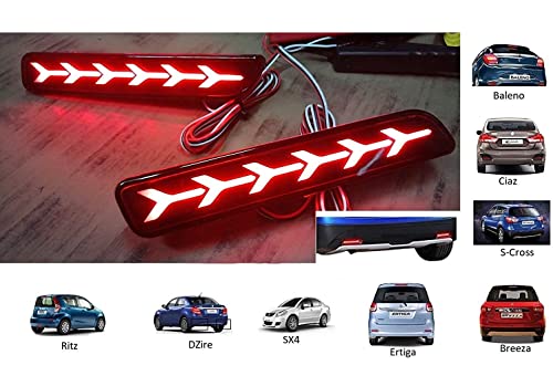 PRIKNIK Car Reflector LED Brake 6 Arrow Design Light for Bumper Rear/Back Drl with Wiring for M-aruti S-uzuki - Image 4