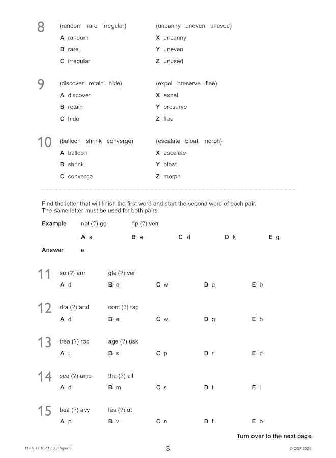 11+ GL Verbal Reasoning Practice Papers: Ages 10-11 - Pack 3 (with Parents' Guide & Online Edition) - Image 5