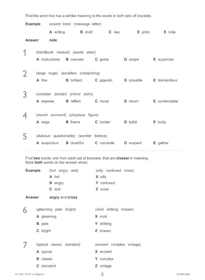 11+ GL Verbal Reasoning Practice Papers: Ages 10-11 - Pack 3 (with Parents' Guide & Online Edition) - Image 4