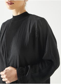 هدية المدينة  HM - عباية مطرزة أحادية اللون  - Image 3