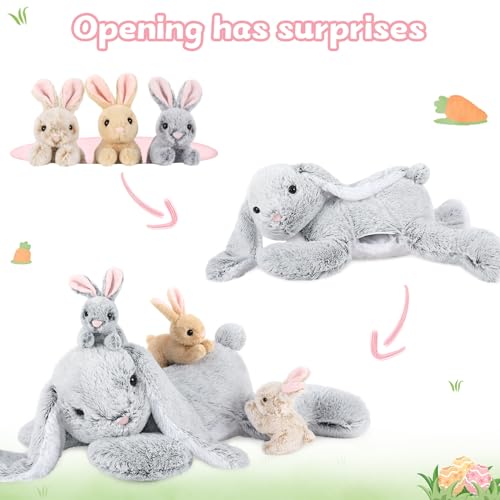 MaoGoLan 4Pcs Easter Bunny Stuffed Animals with 3 Babies Inside, 24” Soft and Cuddly Giant Rabbit Plush, Easter Stuffed Bunny Gift for Kids,Boys,Girls - Image 5